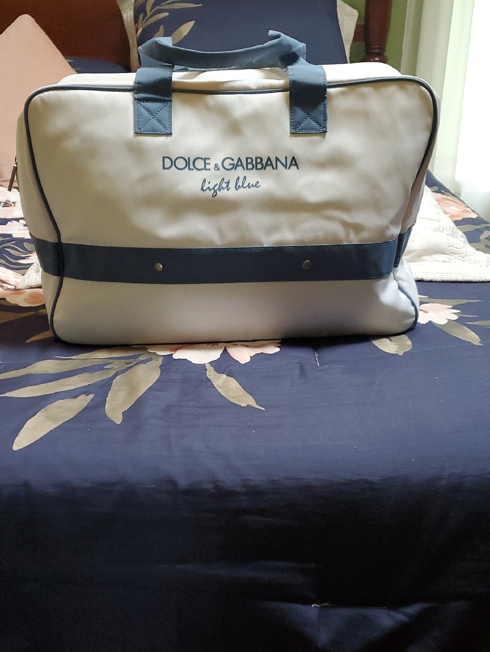 Dolce & Gabbana Light Blue Weekender Bag in Light Gray and Navy